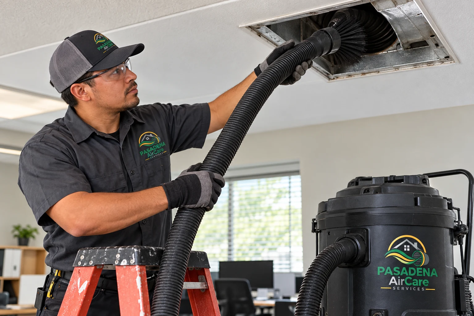 Commercial duct cleaning activity — generated Pasadena AirCare Services illustration
